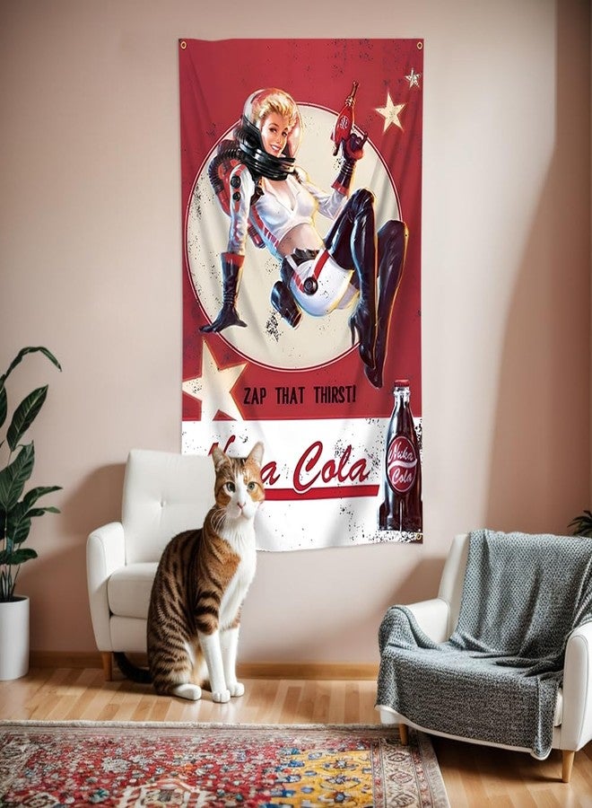 DecrPlus Nuka Tapestry Cola Girl Vintage Game Characters Decorative Banner Wall Hanging Flag (3x5ft,Vivid Color,150D Polyster) For Bar Cafe Home Garage Decor - Image 5